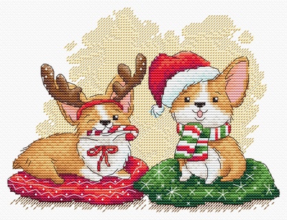 Встречаем Новый год (15*19 см) (корги)