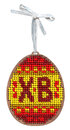 Красные узоры. Яйцо (8*6 см) (деревянная основа) (вышивка бисером)